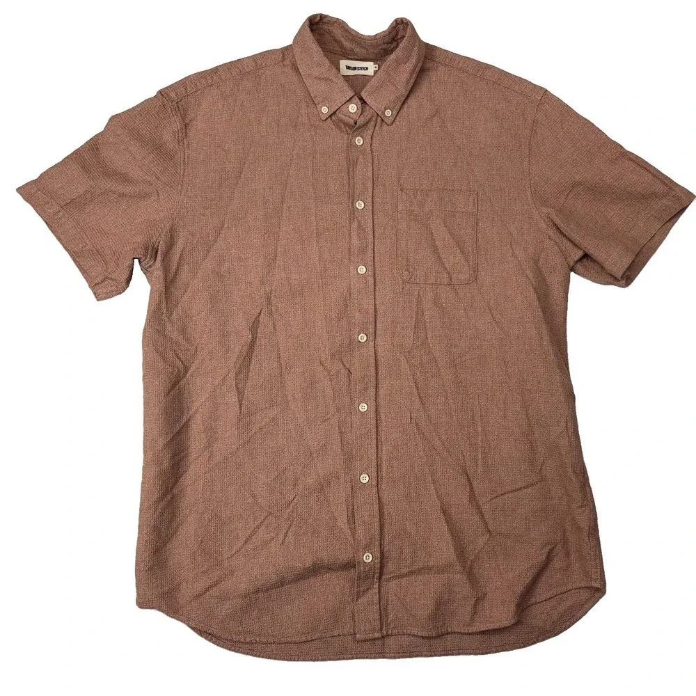 Taylor Stitch Clay Organic Cotton Short Sleeve Button Up Shirt Mens Size 46